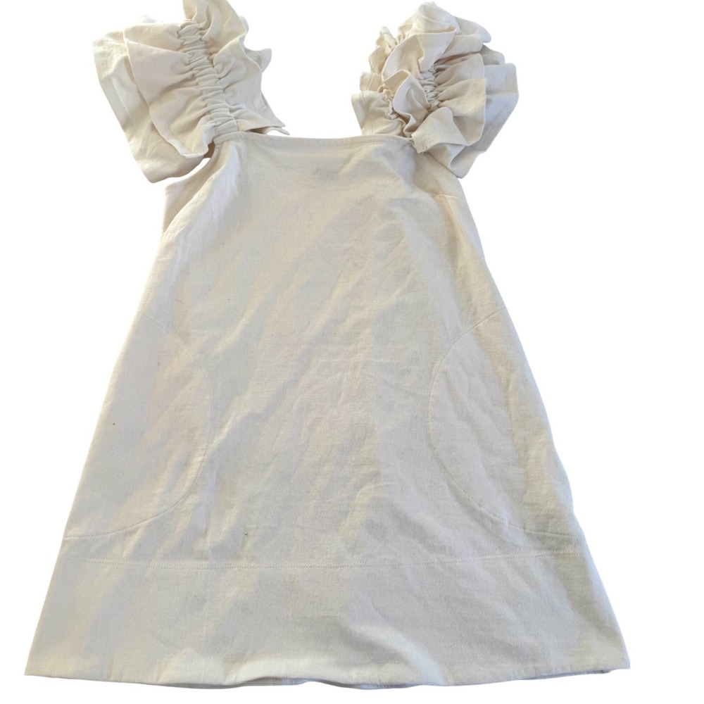 Free People Josie White Lace Eyelet Puff Sleeve Babydoll Mini Dress S - Picture 3 of 9